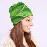 Green Cabbage Leaf Print Beanie