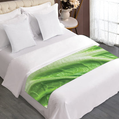Green Cabbage Leaf Print Bed Runner