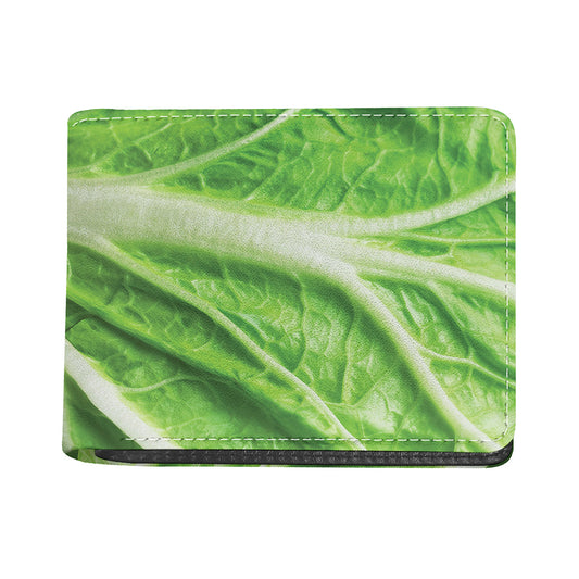 Green Cabbage Leaf Print Bifold Wallet
