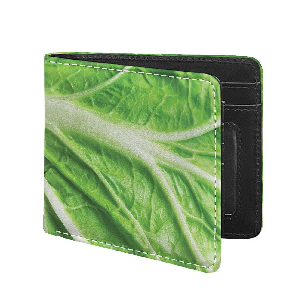Green Cabbage Leaf Print Bifold Wallet
