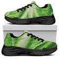 Green Cabbage Leaf Print Black Chunky Shoes