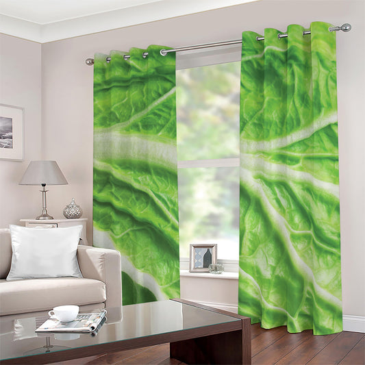 Green Cabbage Leaf Print Blackout Grommet Curtains