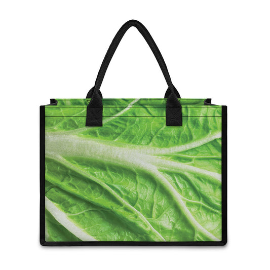 Green Cabbage Leaf Print Canvas Tote Bag