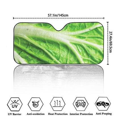 Green Cabbage Leaf Print Car Windshield Sun Shade