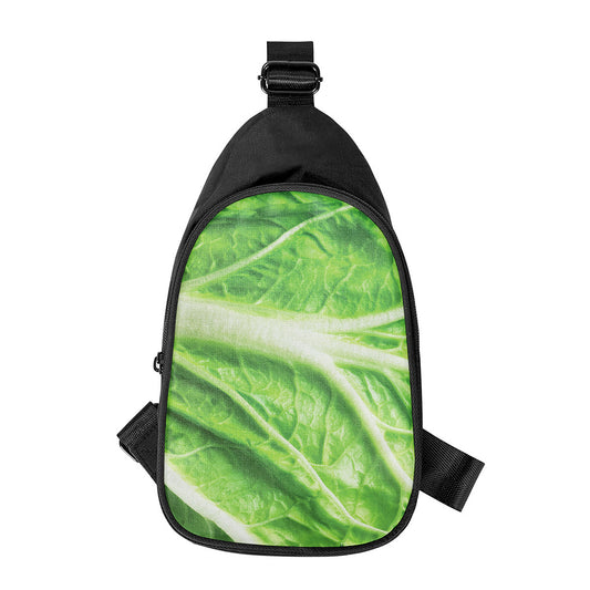 Green Cabbage Leaf Print Chest Bag