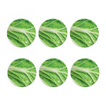 Green Cabbage Leaf Print Coaster Set