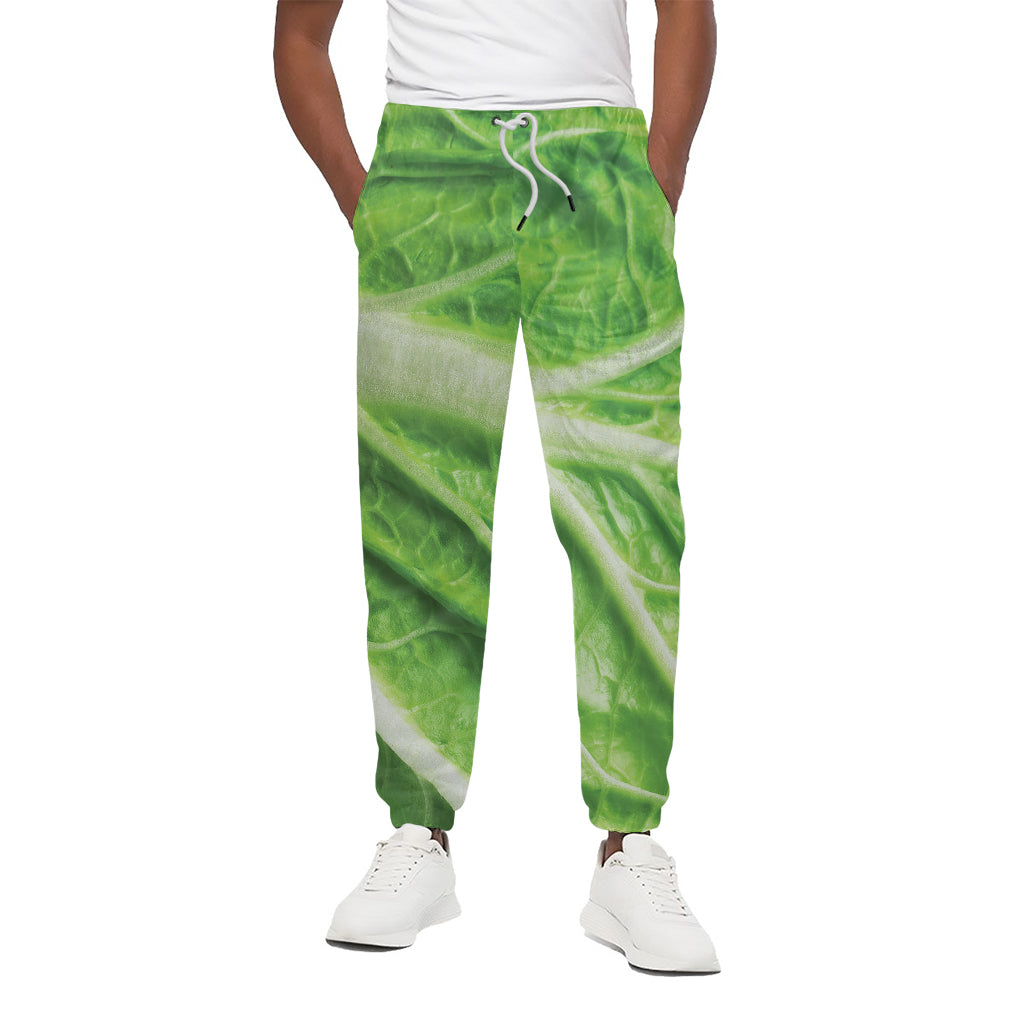Green Cabbage Leaf Print Cotton Pants