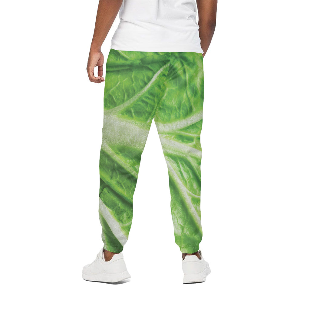 Green Cabbage Leaf Print Cotton Pants