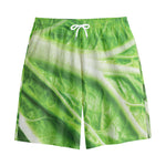 Green Cabbage Leaf Print Cotton Shorts