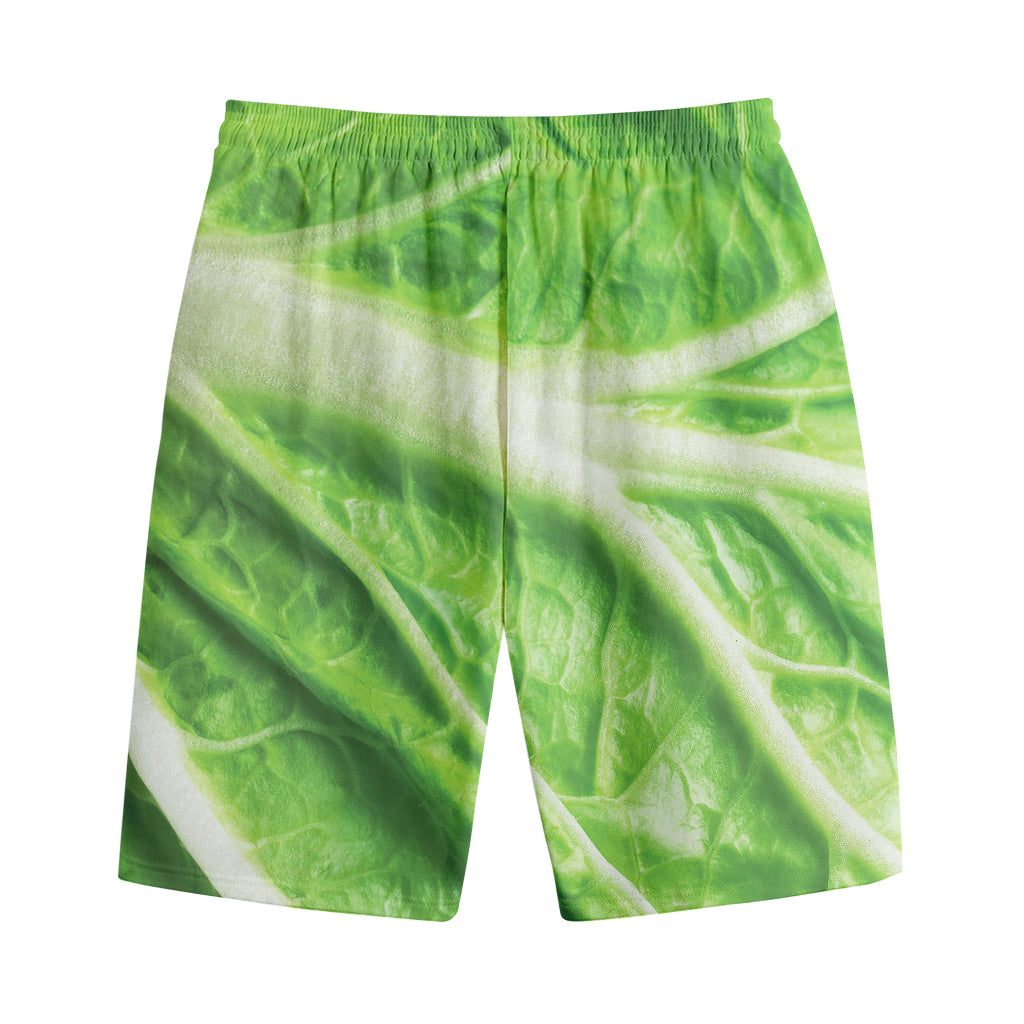 Green Cabbage Leaf Print Cotton Shorts
