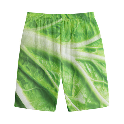Green Cabbage Leaf Print Cotton Shorts