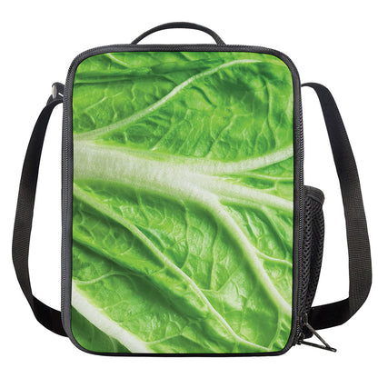 Green Cabbage Leaf Print Crossbody Lunch Bag