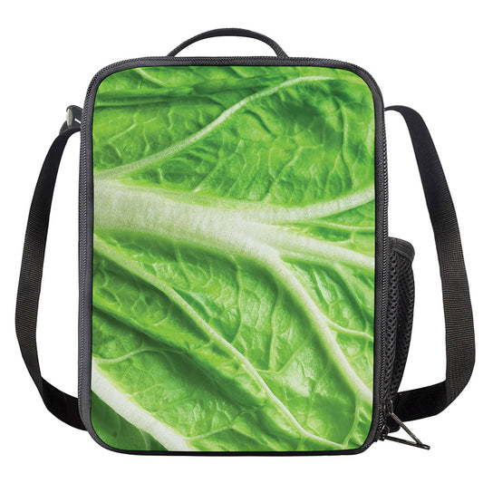 Green Cabbage Leaf Print Crossbody Lunch Bag