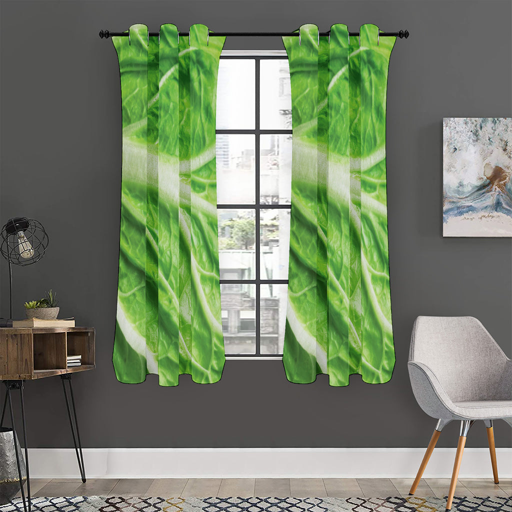 Green Cabbage Leaf Print Curtain