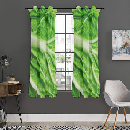 Green Cabbage Leaf Print Curtain