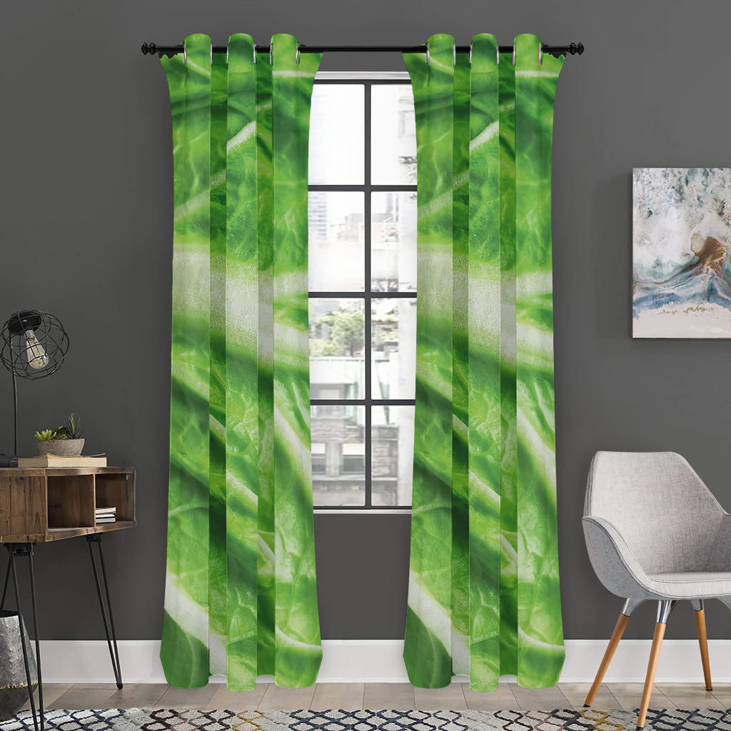 Green Cabbage Leaf Print Curtain