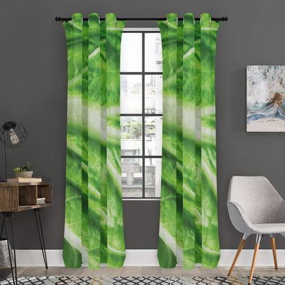 Green Cabbage Leaf Print Curtain