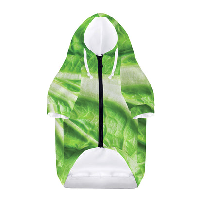 Green Cabbage Leaf Print Dog Zip Up Hoodie