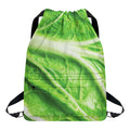 Green Cabbage Leaf Print Drawstring Backpack