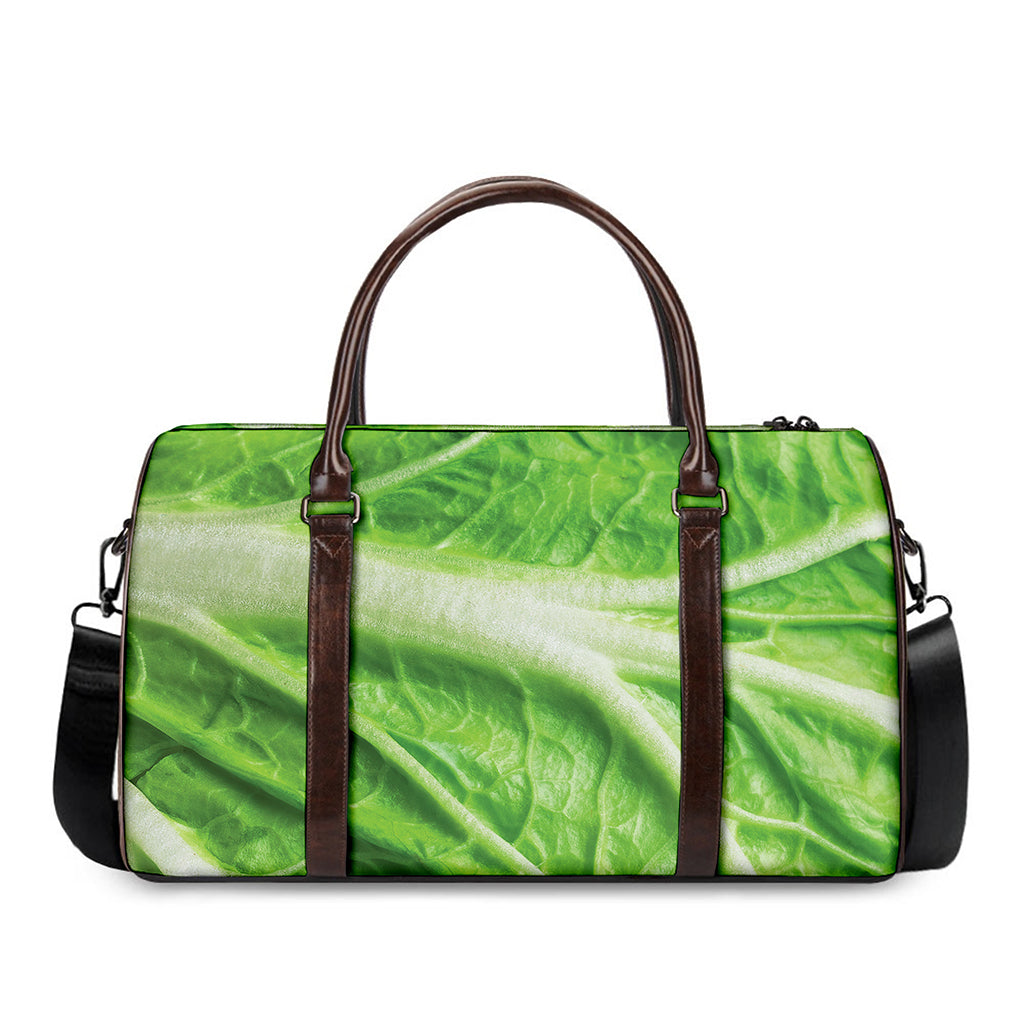 Green Cabbage Leaf Print Duffle Bag