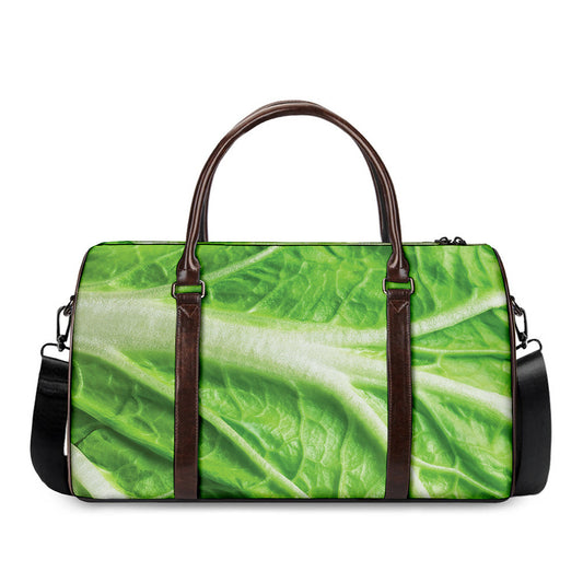 Green Cabbage Leaf Print Duffle Bag