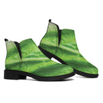 Green Cabbage Leaf Print Flat Ankle Boots