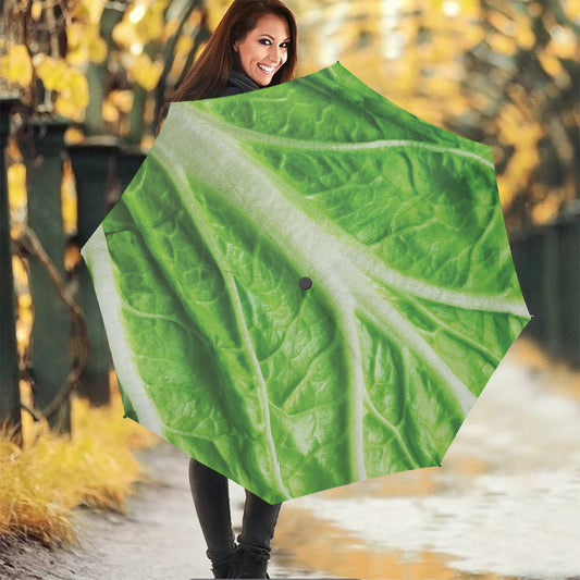 Green Cabbage Leaf Print Foldable Umbrella