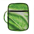 Green Cabbage Leaf Print Front Pocket Bible Bag
