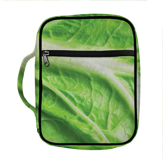 Green Cabbage Leaf Print Front Pocket Bible Bag