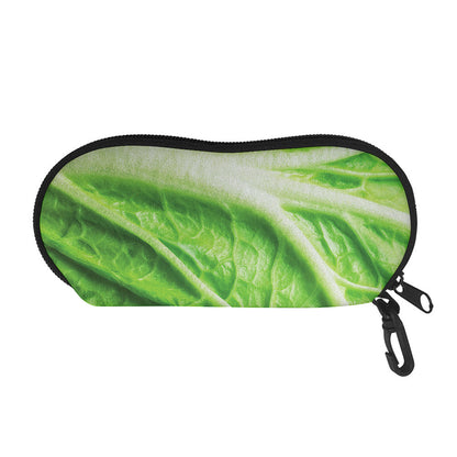 Green Cabbage Leaf Print Glasses Case