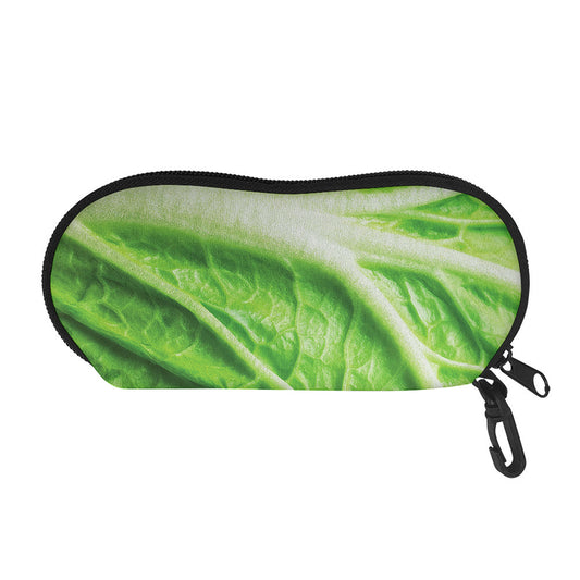 Green Cabbage Leaf Print Glasses Case