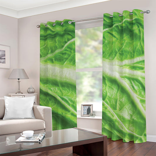 Green Cabbage Leaf Print Grommet Curtains