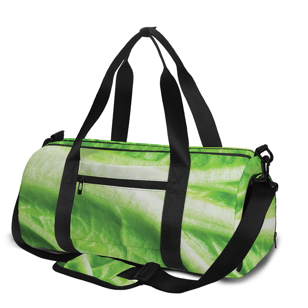 Green Cabbage Leaf Print Gym Bag