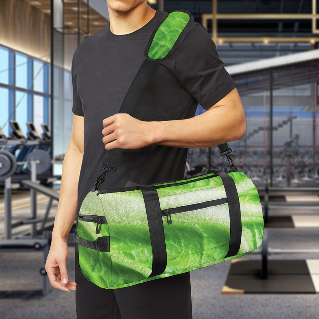 Green Cabbage Leaf Print Gym Bag