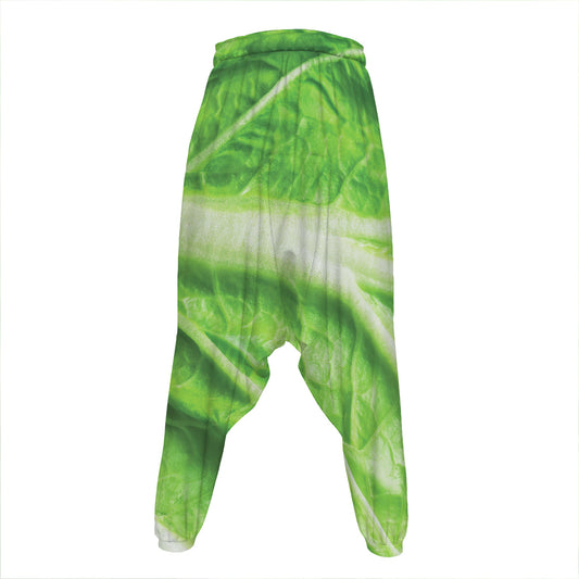 Green Cabbage Leaf Print Hammer Pants
