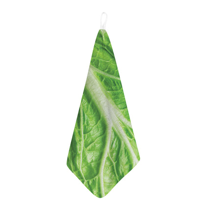 Green Cabbage Leaf Print Hand Towel