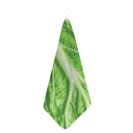 Green Cabbage Leaf Print Hand Towel