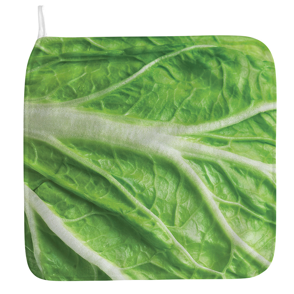 Green Cabbage Leaf Print Hand Towel