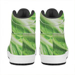 Green Cabbage Leaf Print High Top Leather Sneakers
