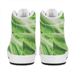 Green Cabbage Leaf Print High Top Leather Sneakers
