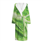 Green Cabbage Leaf Print Hooded Bathrobe