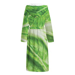 Green Cabbage Leaf Print Hooded Bathrobe