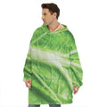 Green Cabbage Leaf Print Hoodie Blanket