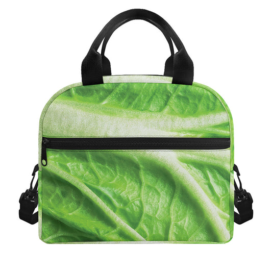 Green Cabbage Leaf Print Insulated Lunch Bag