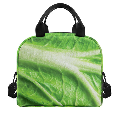 Green Cabbage Leaf Print Insulated Lunch Bag