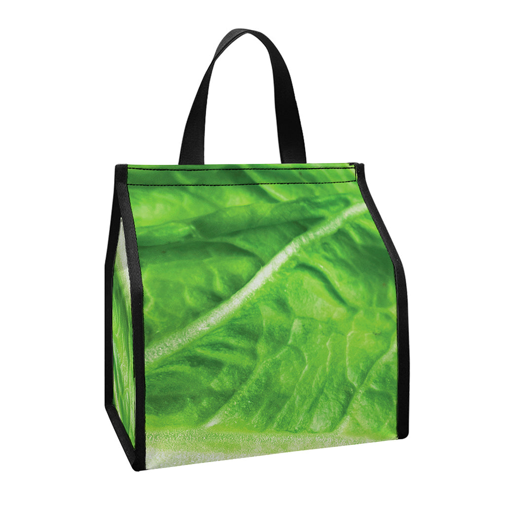 Green Cabbage Leaf Print Insulated Lunch Tote