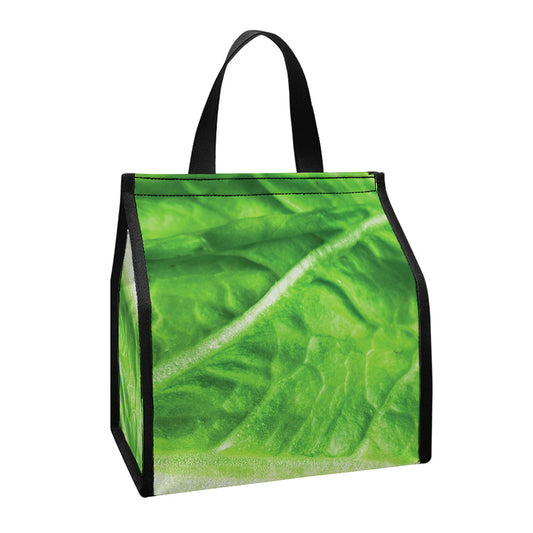 Green Cabbage Leaf Print Insulated Lunch Tote