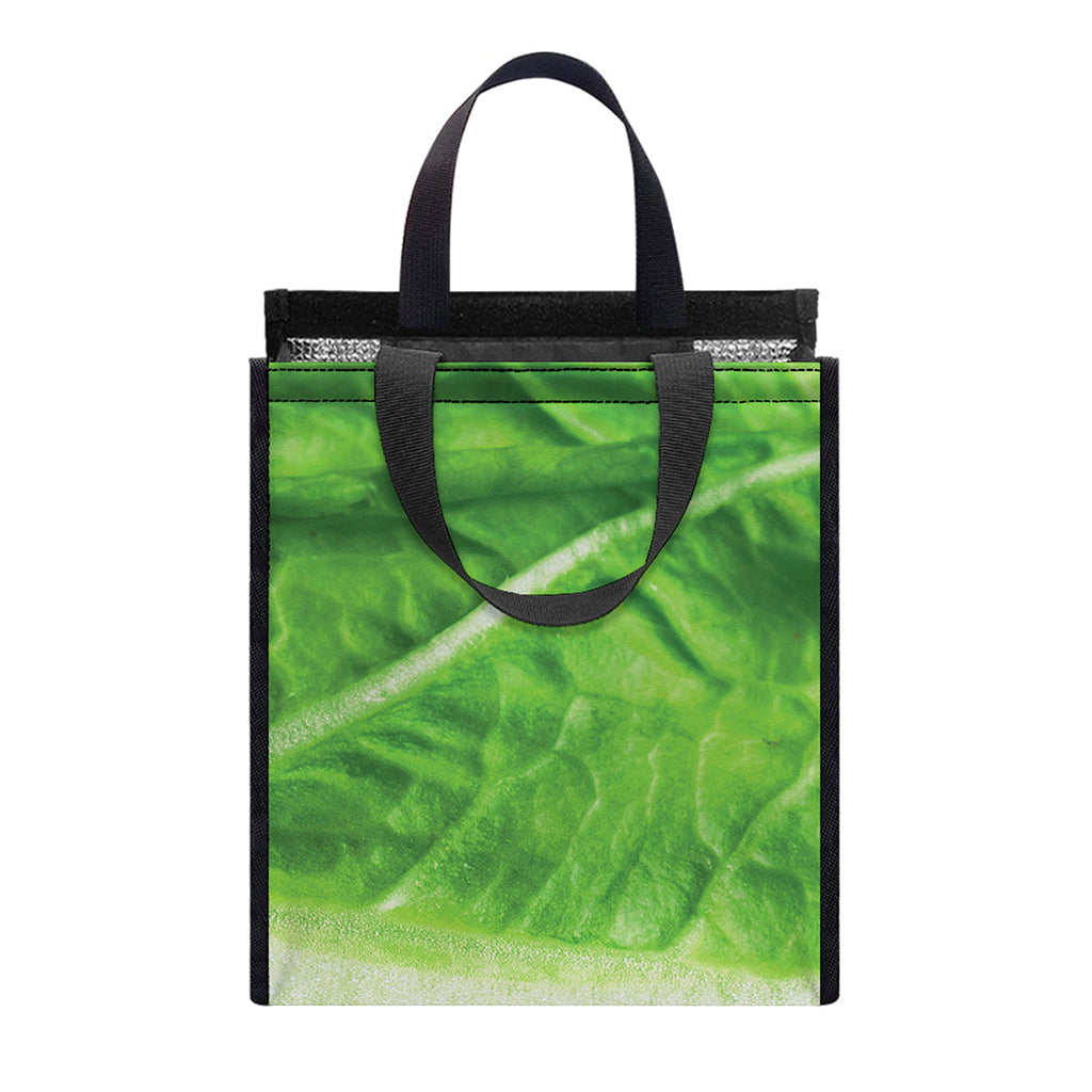 Green Cabbage Leaf Print Insulated Lunch Tote