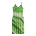 Green Cabbage Leaf Print Jersey Midi Cami Dress