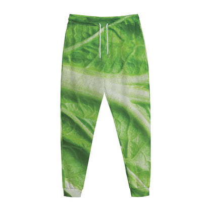 Green Cabbage Leaf Print Jogger Pants